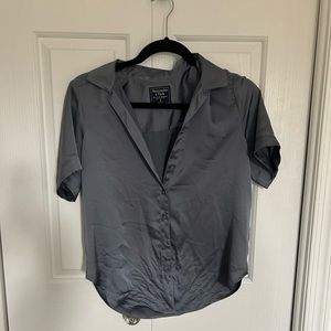 Abercrombie and fitch navy silk shirt. Size small